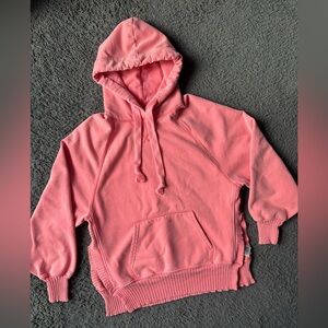 American Eagle oversized side slit pink/coral hoodie sweatshirt, size XS